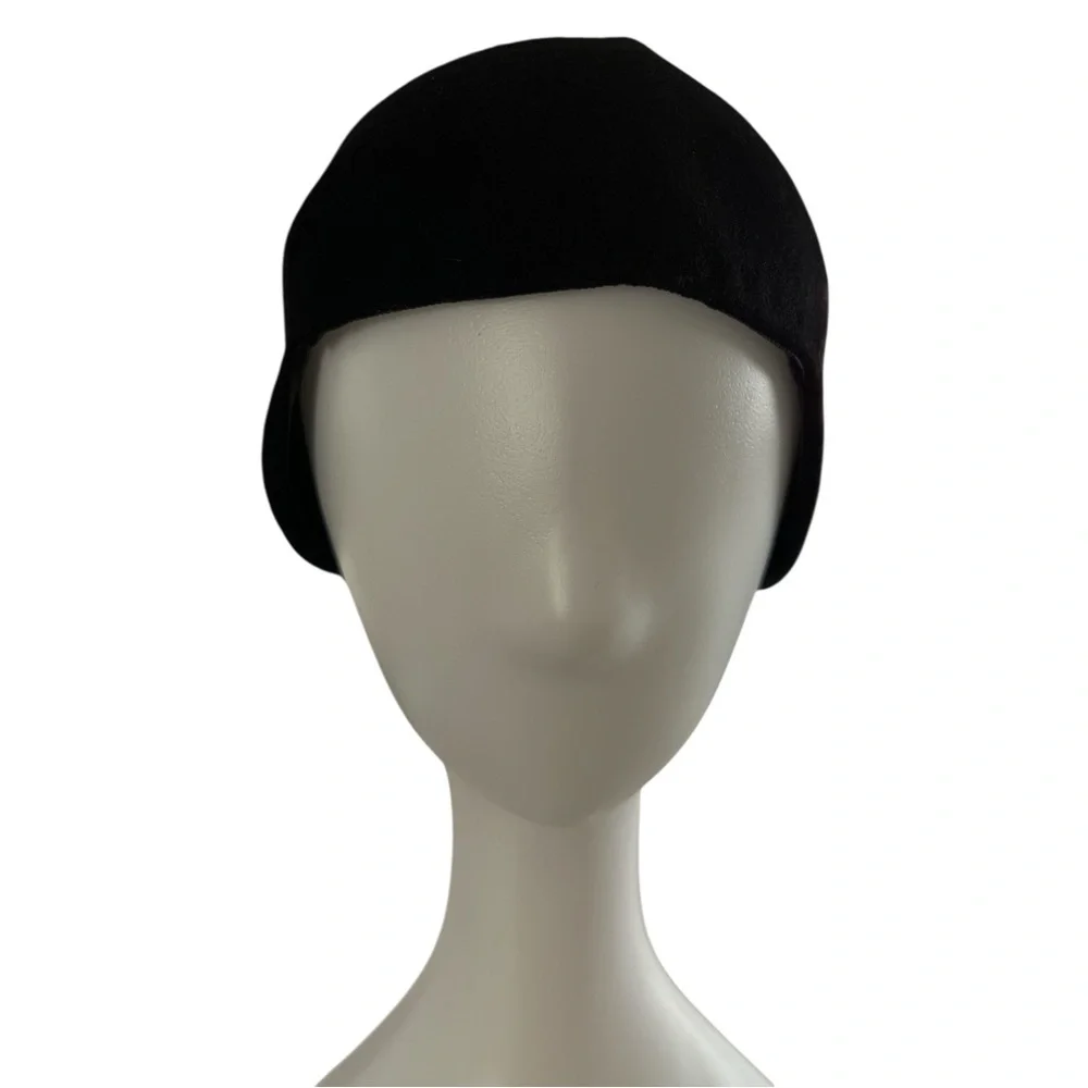 50s Doeskin Felt Capulet Black Wool Women's Hat Glencove Henry Pollak NY